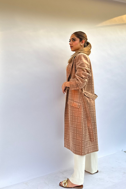 Caramel Suede Trench Coat