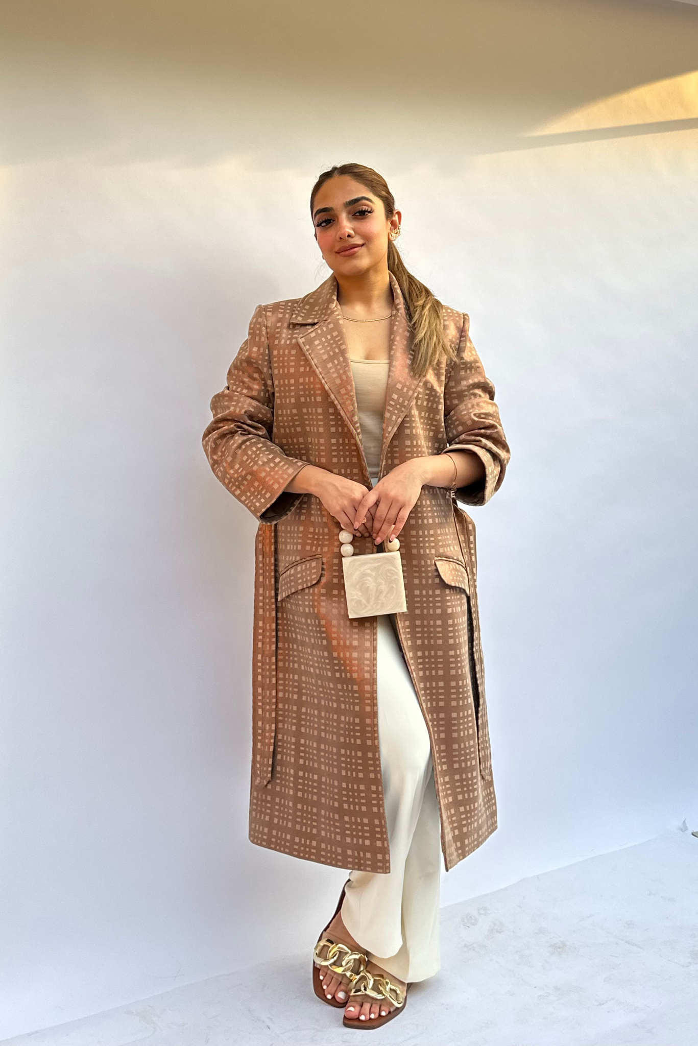 Caramel Suede Trench Coat