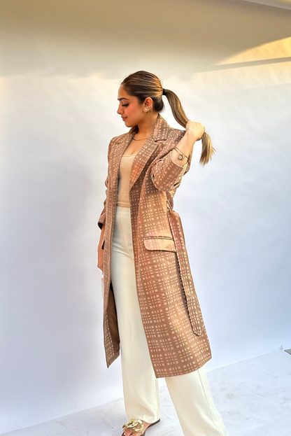 Caramel Suede Trench Coat