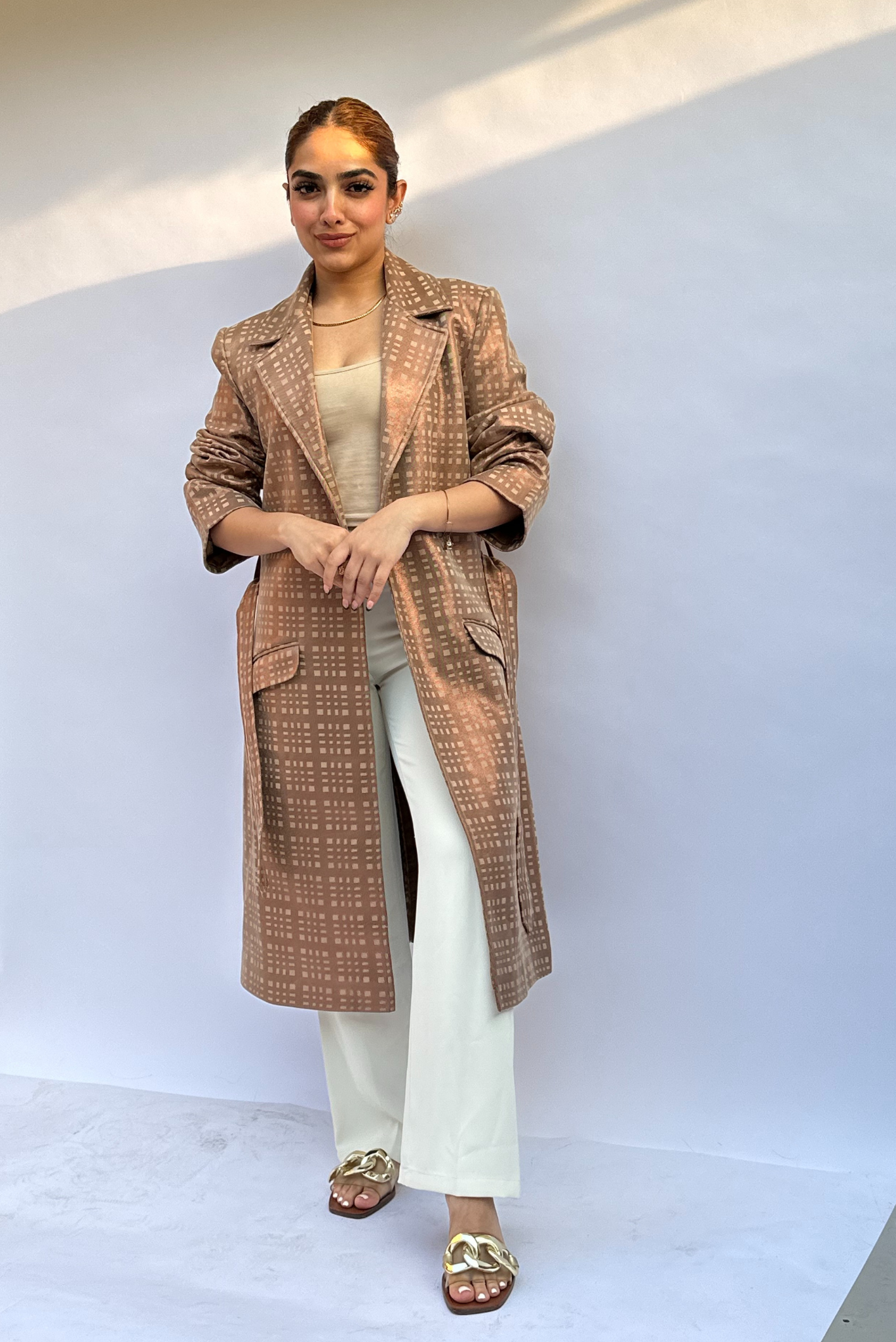 Caramel Suede Trench Coat