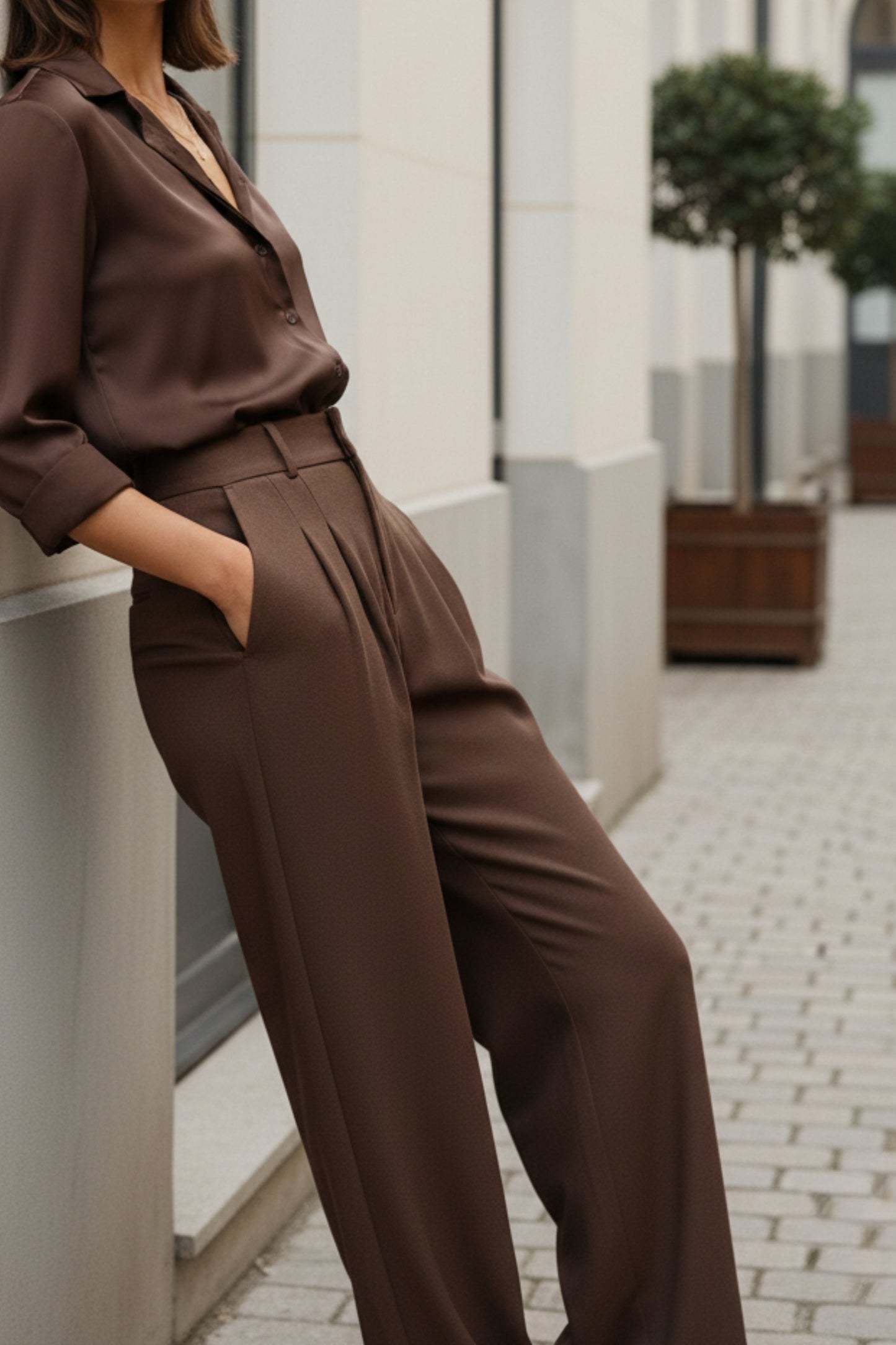 Rustic Brown High Waist Trouser