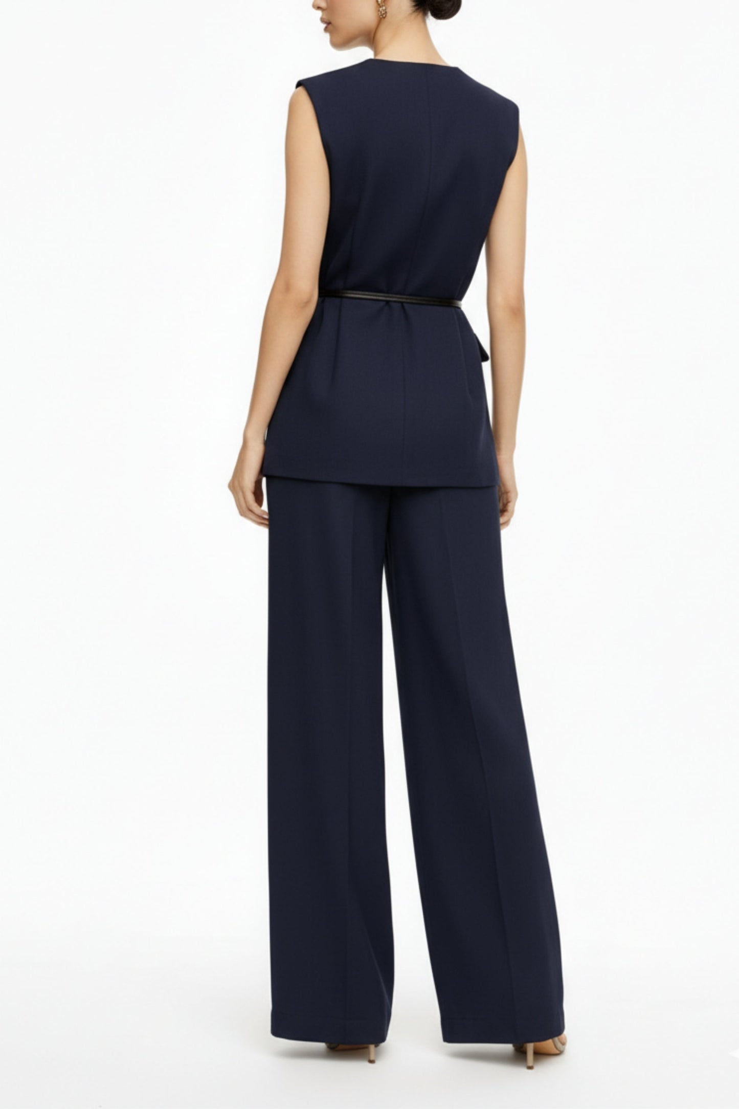 Navy Belted Tailored Co-Ord Set