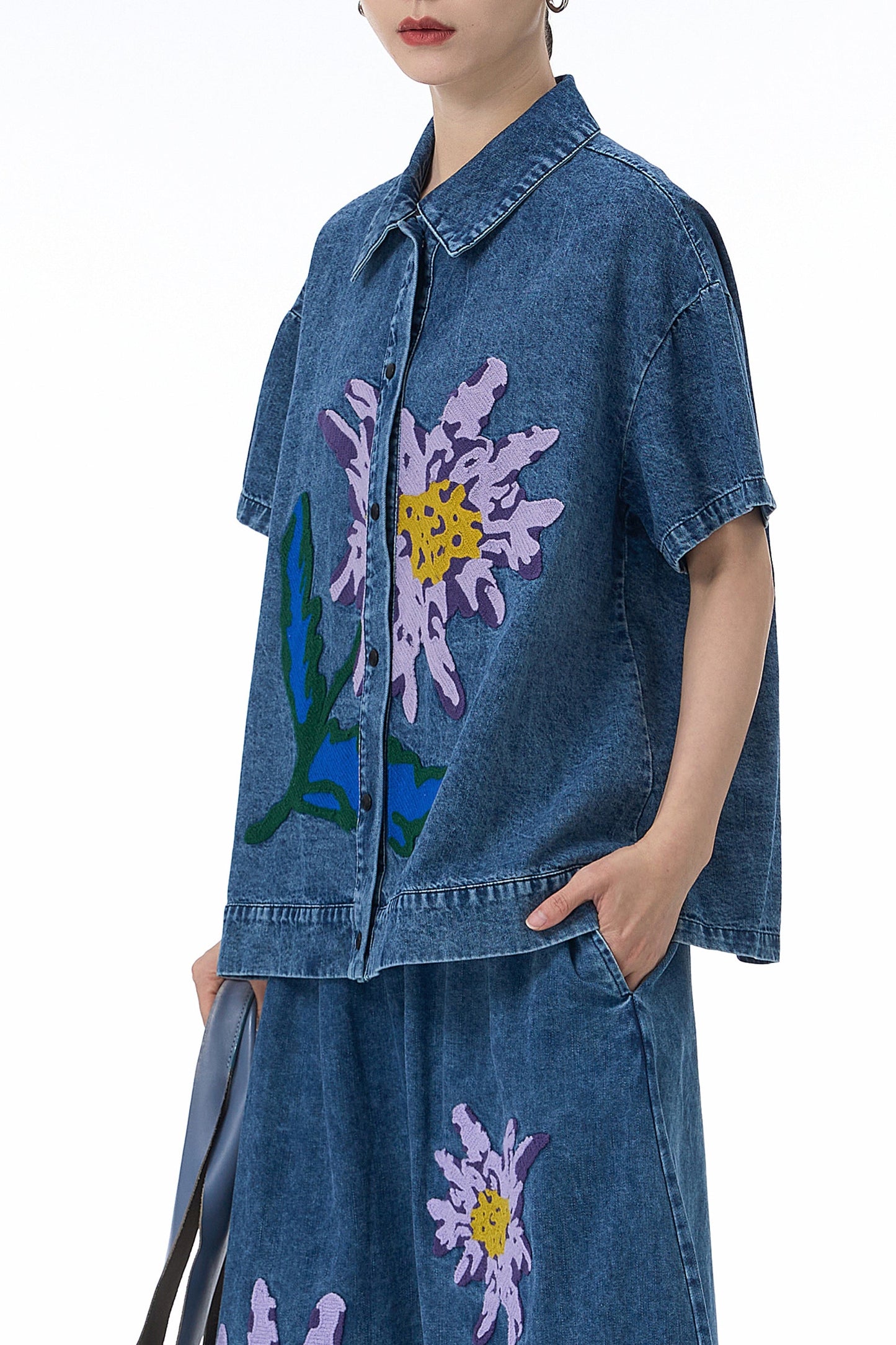 Violet Petal Denim Shirt