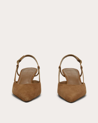 The Studio Slingback Heel | Saddle Brown Suede
