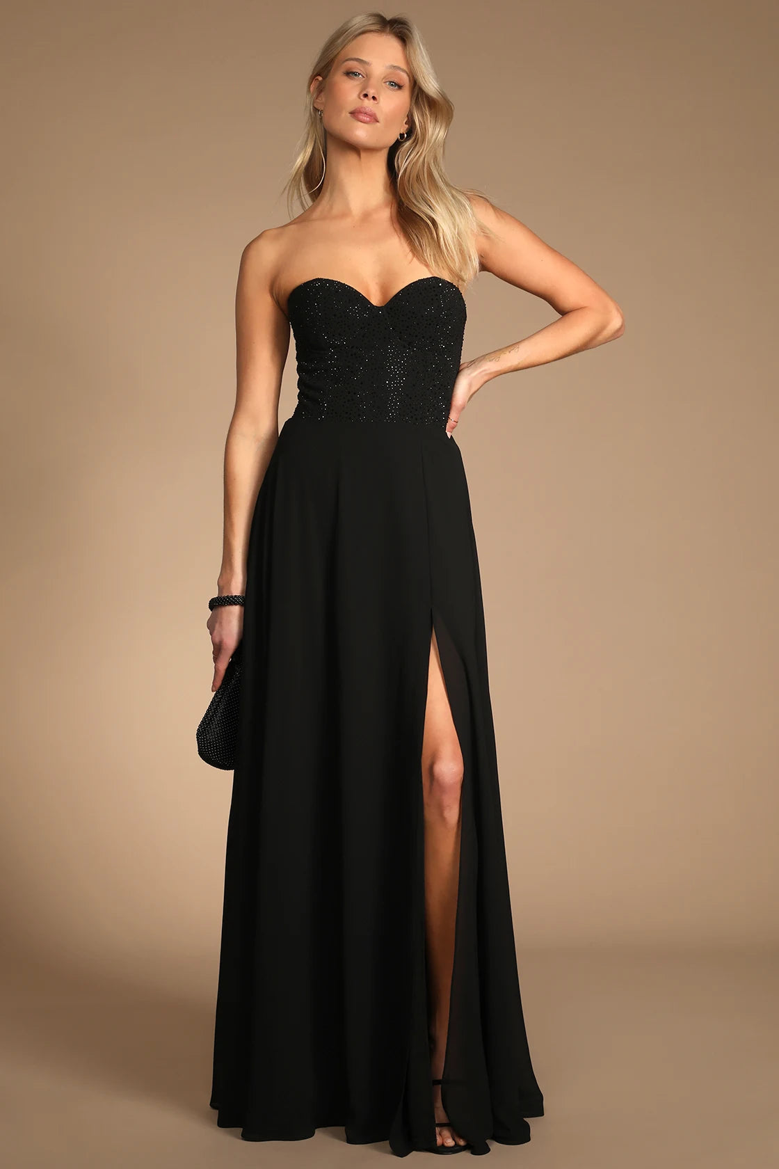 Remember This Moment Rhinestone Strapless Maxi Dress | Tangel Top