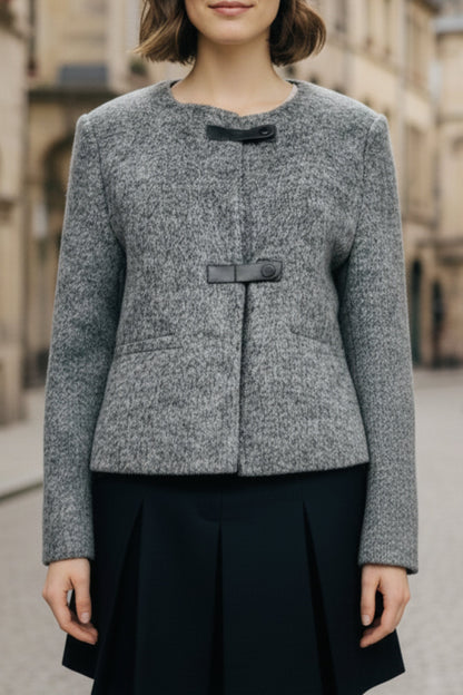 Ash Grey Double-Sided Cashmere Buckle Blazer