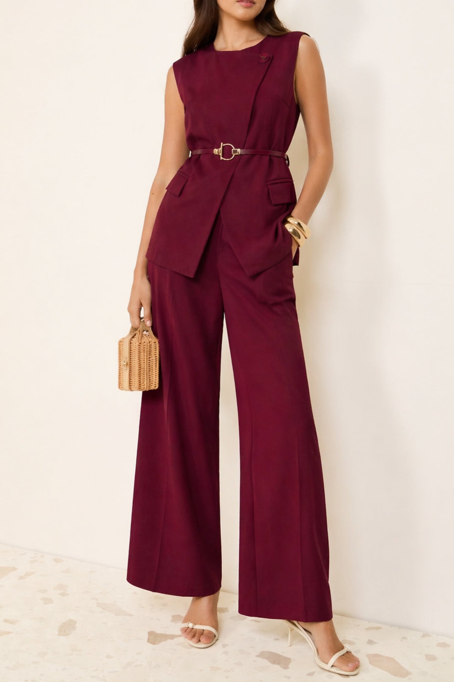 Ruby Asymmetric Waistcoat Co-ord Set