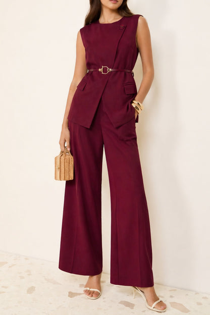 Ruby Asymmetric Waistcoat Co-ord Set