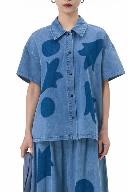 Blue Canvas Denim Oversized Shirt