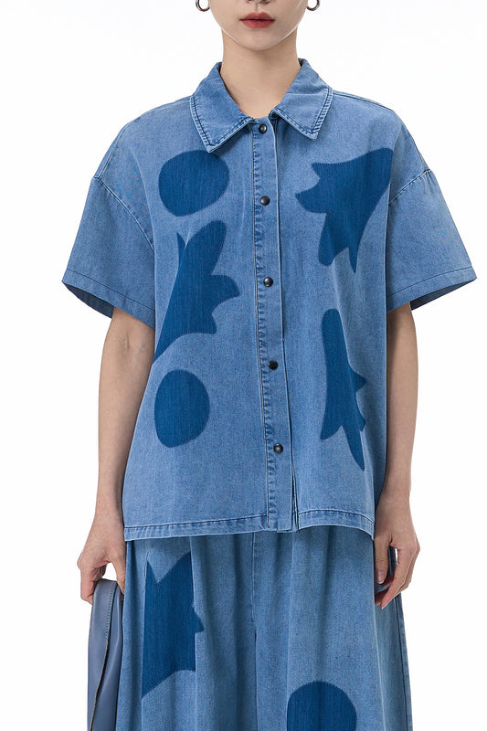 Blue Canvas Denim Oversized Shirt