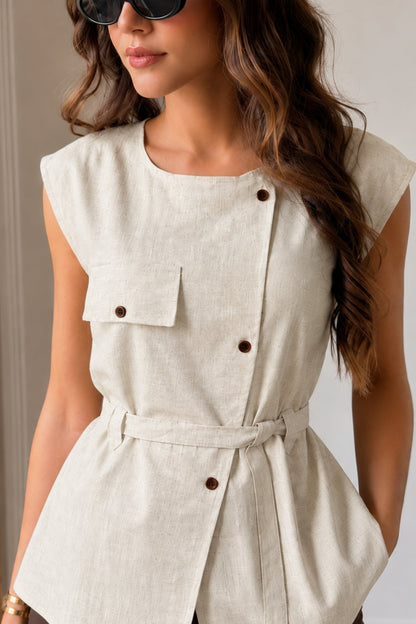 Ivory Sand Linen Top
