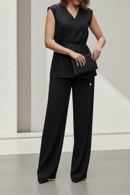 Black Tailored Top & Pant Co-Ord Set