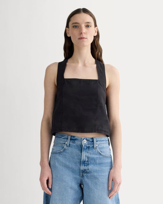 The Crossback Tank in Linen | Black