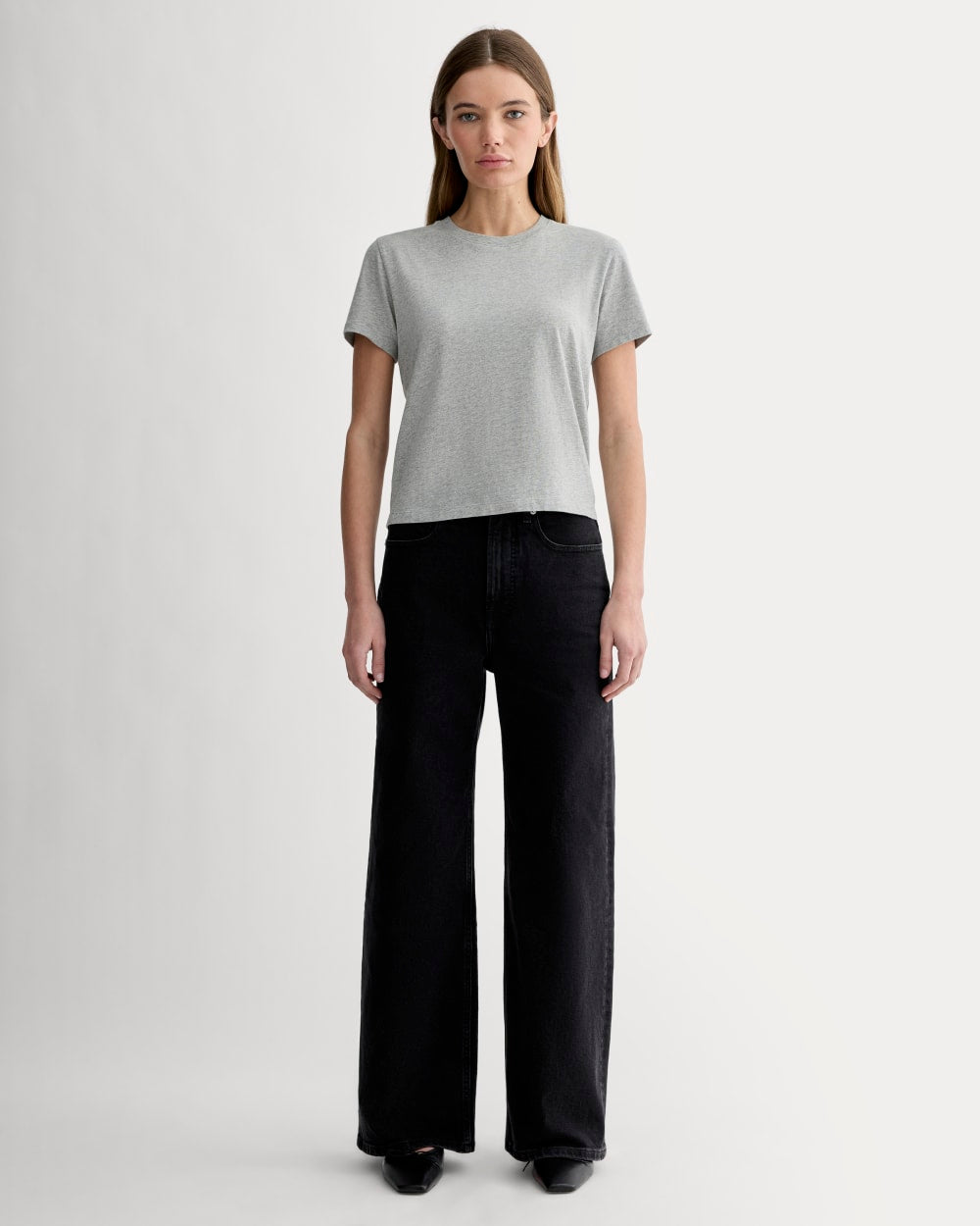 The Box-Cut Tee in Essential Cotton | Heathered Grey | No Pocket
