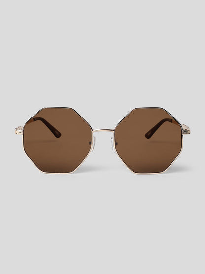 Brown Hexagonal Sunglasses