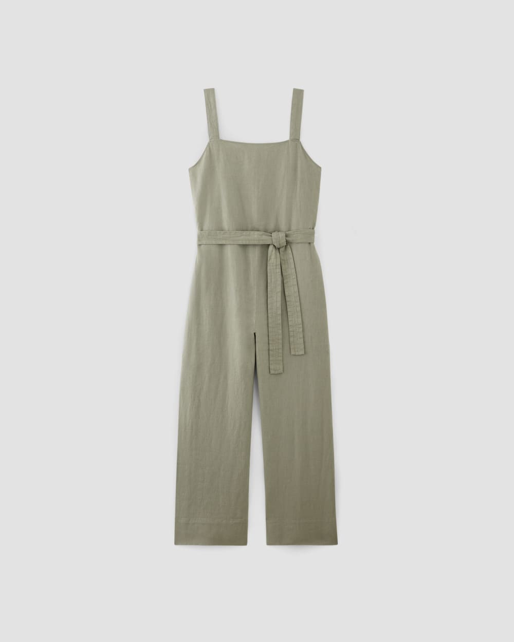 The Linen Side-Button Jumpsuit | Sage Green