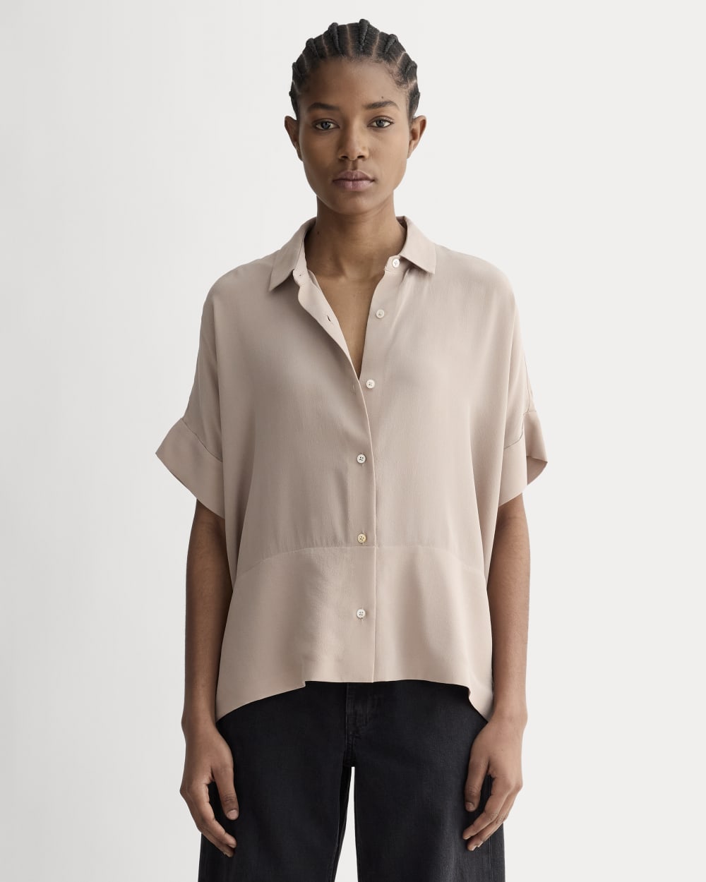 The Boxy Shirt in Washable Silk | Burnt Sugar