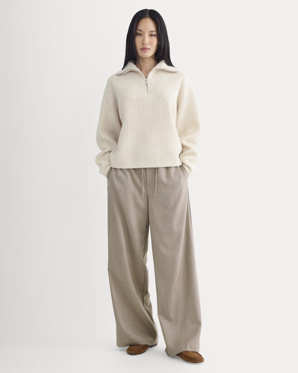 The Half-Zip Sweater in Luxe Merino | Heathered Oat
