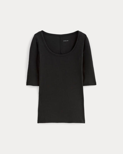 The Luxe Rib Scoop-Neck Tee | Black