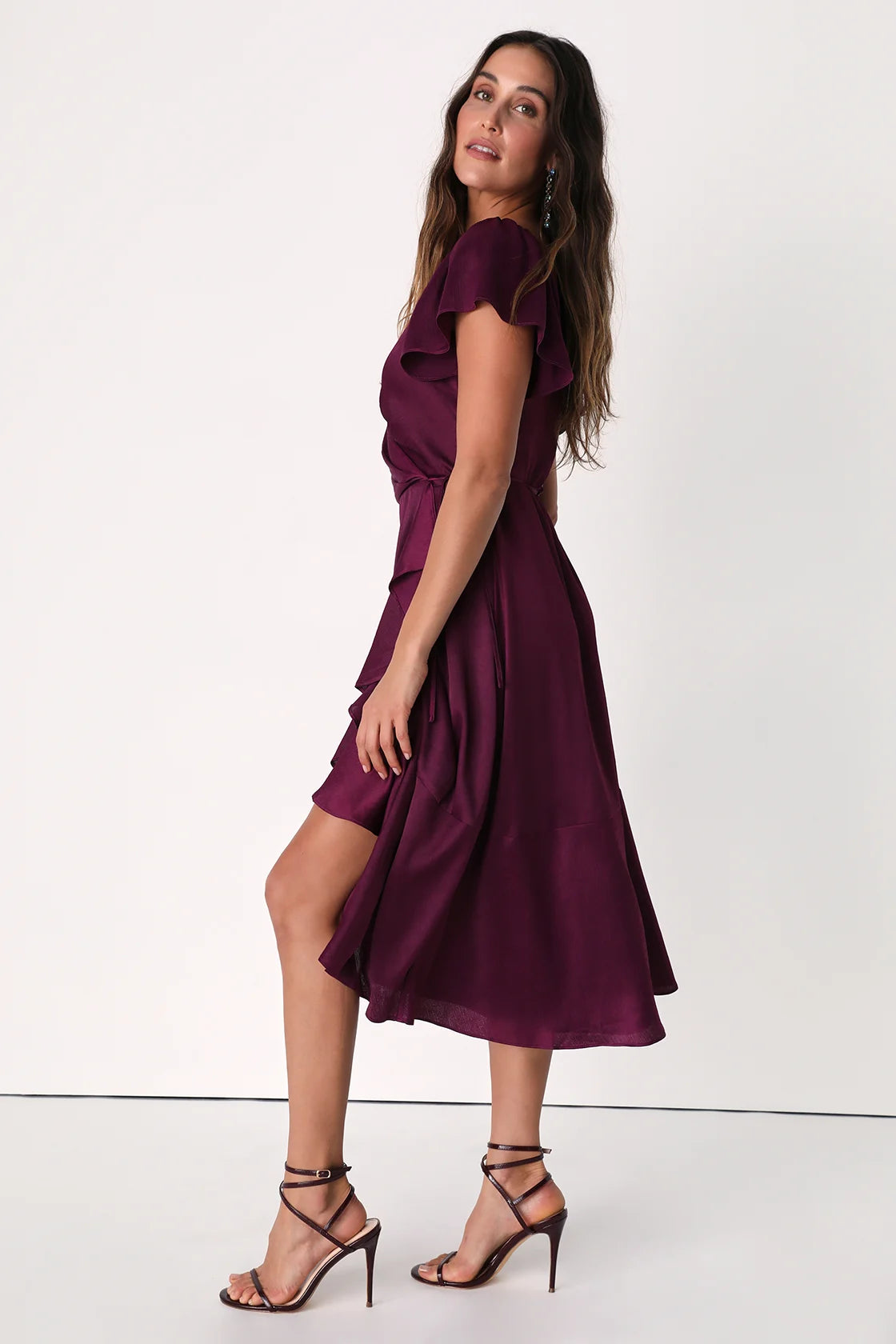 Serene Sight Plum Purple Midi Wrap Dress