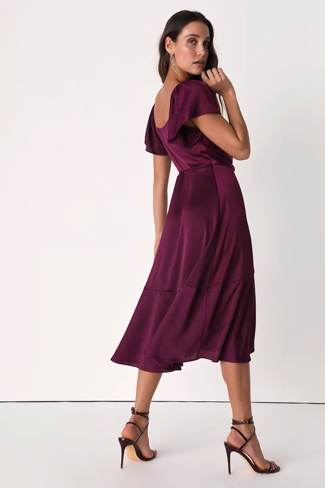 Serene Sight Plum Purple Midi Wrap Dress