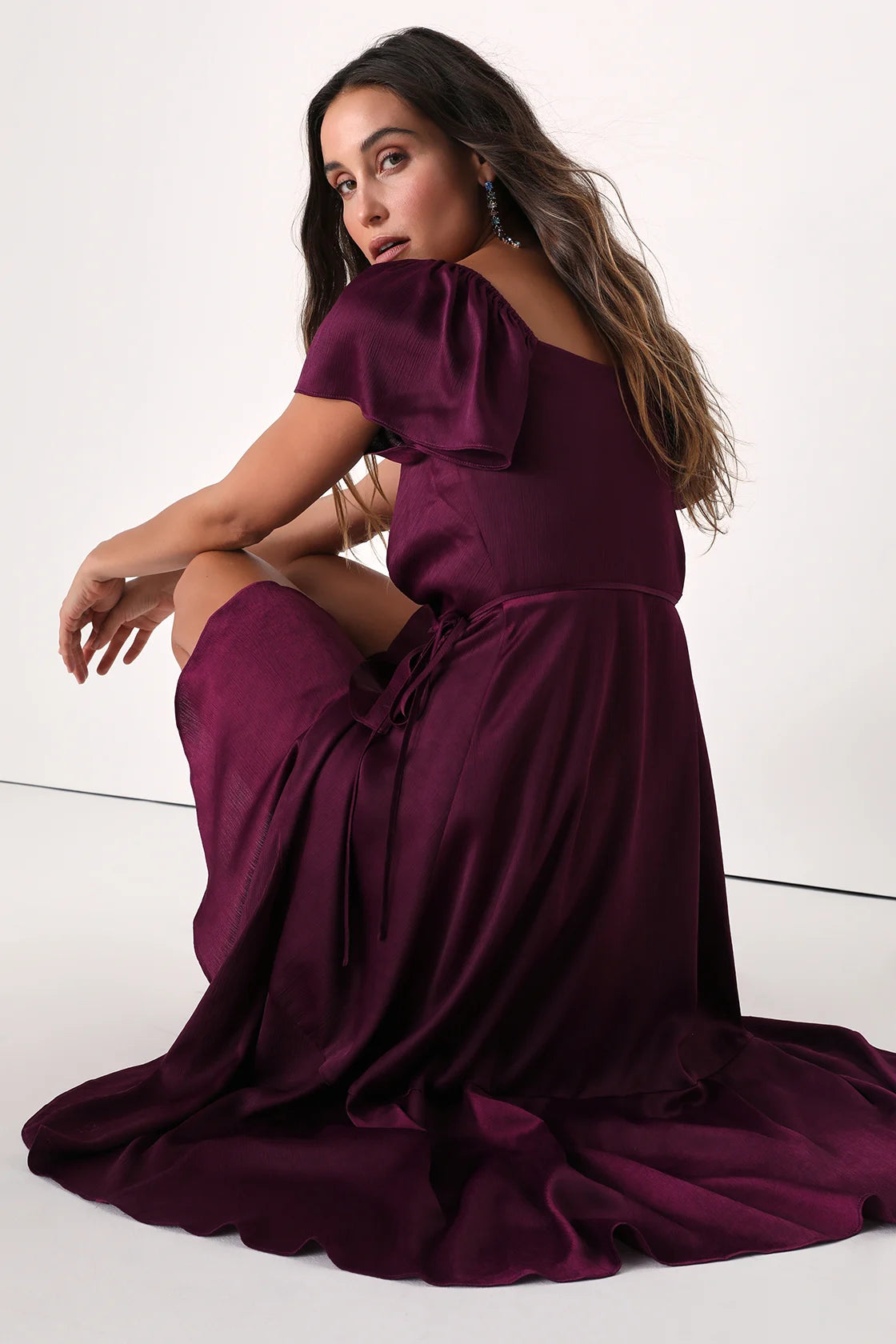 Serene Sight Plum Purple Midi Wrap Dress