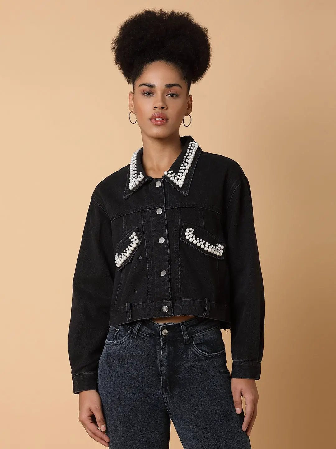 Women's Black Colour blocked Windcheater Longline Tailored Jacket