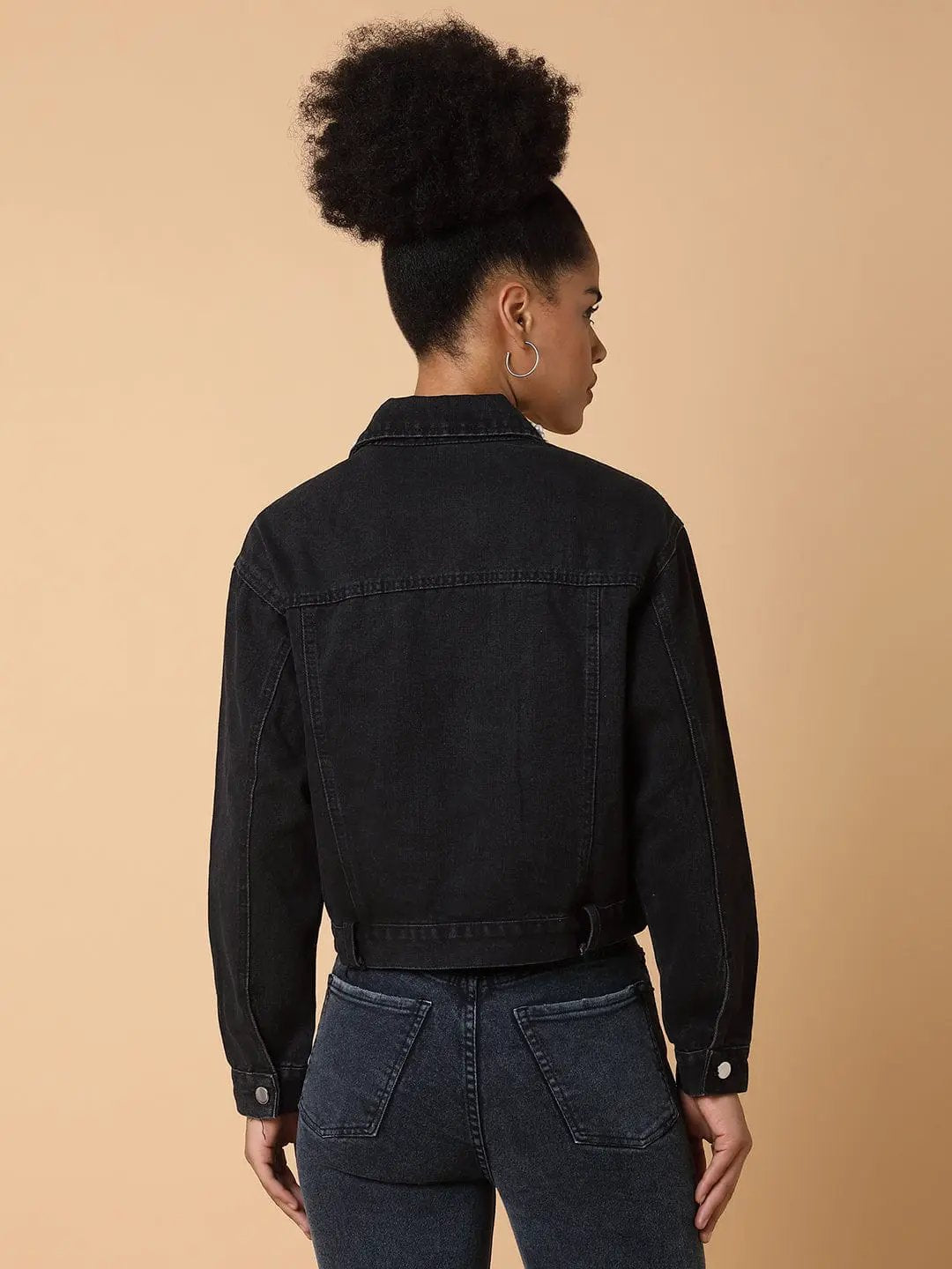 Women's Black Colour blocked Windcheater Longline Tailored Jacket