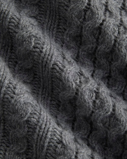 Cable Sweater in Luxe Merino | Heathered Mid-Grey