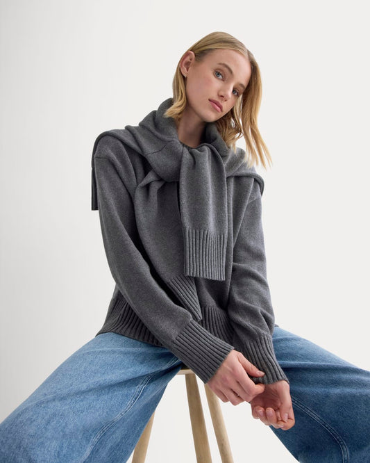 The Boxy Sweater in Everyday Cotton | Heathered Charcoal