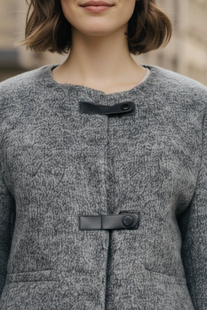 Ash Grey Double-Sided Cashmere Buckle Blazer