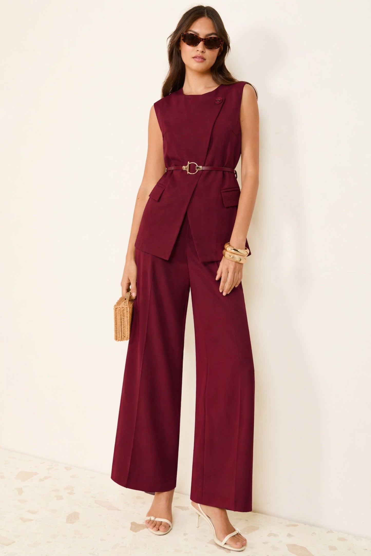 Ruby Asymmetric Waistcoat Co-ord Set