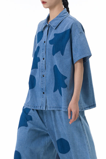 Blue Canvas Denim Oversized Shirt