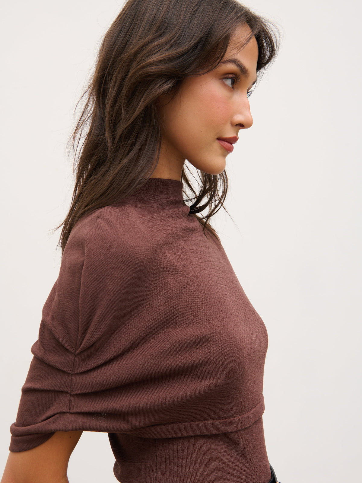 Adhara Knitted Poncho Top - Chocolate
