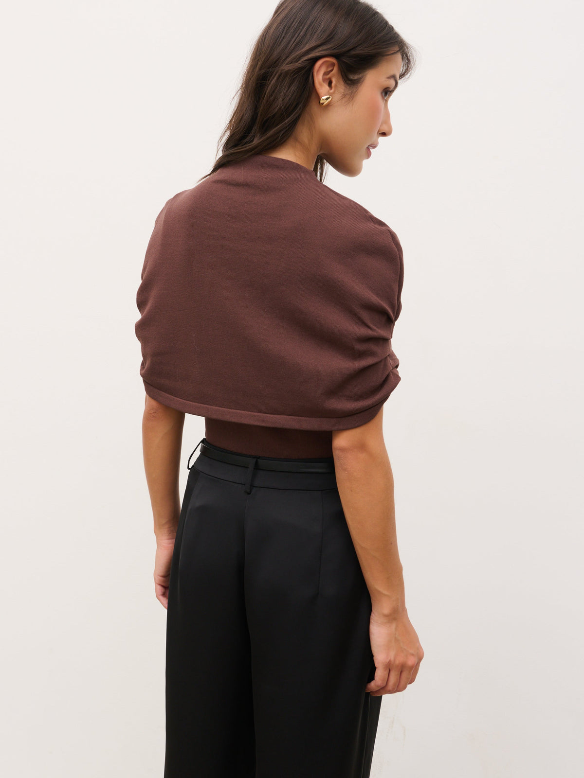 Adhara Knitted Poncho Top - Chocolate