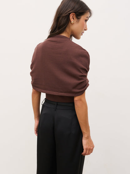 Adhara Knitted Poncho Top - Chocolate