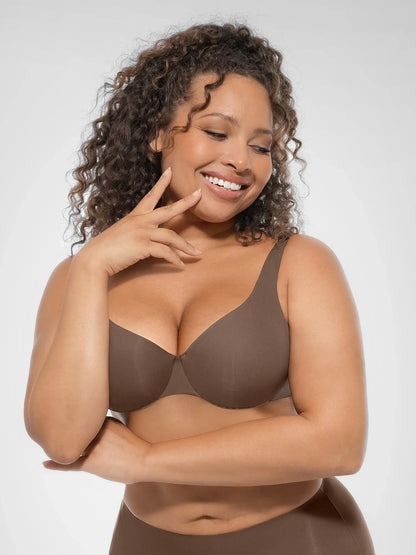 Adjustable-Strap Underwire Deep V-neck Bra