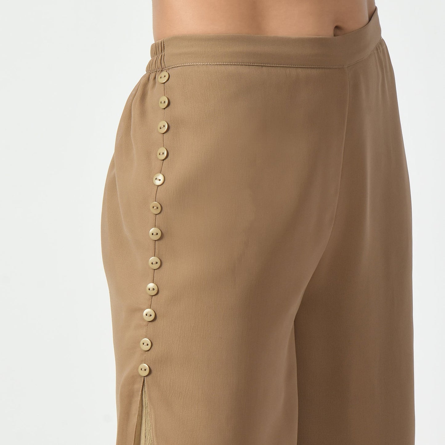 Beige Crepe Georgette Plazzo With Slit