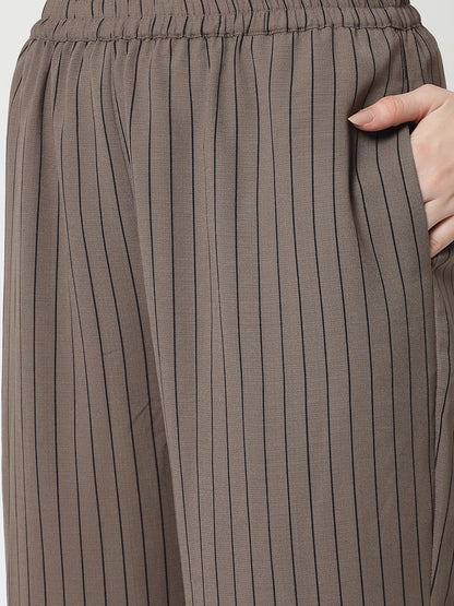 Beige Plazzo With Lines