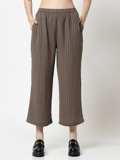 Beige Plazzo With Lines