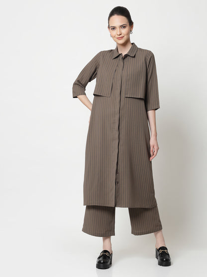 Beige Plazzo With Lines