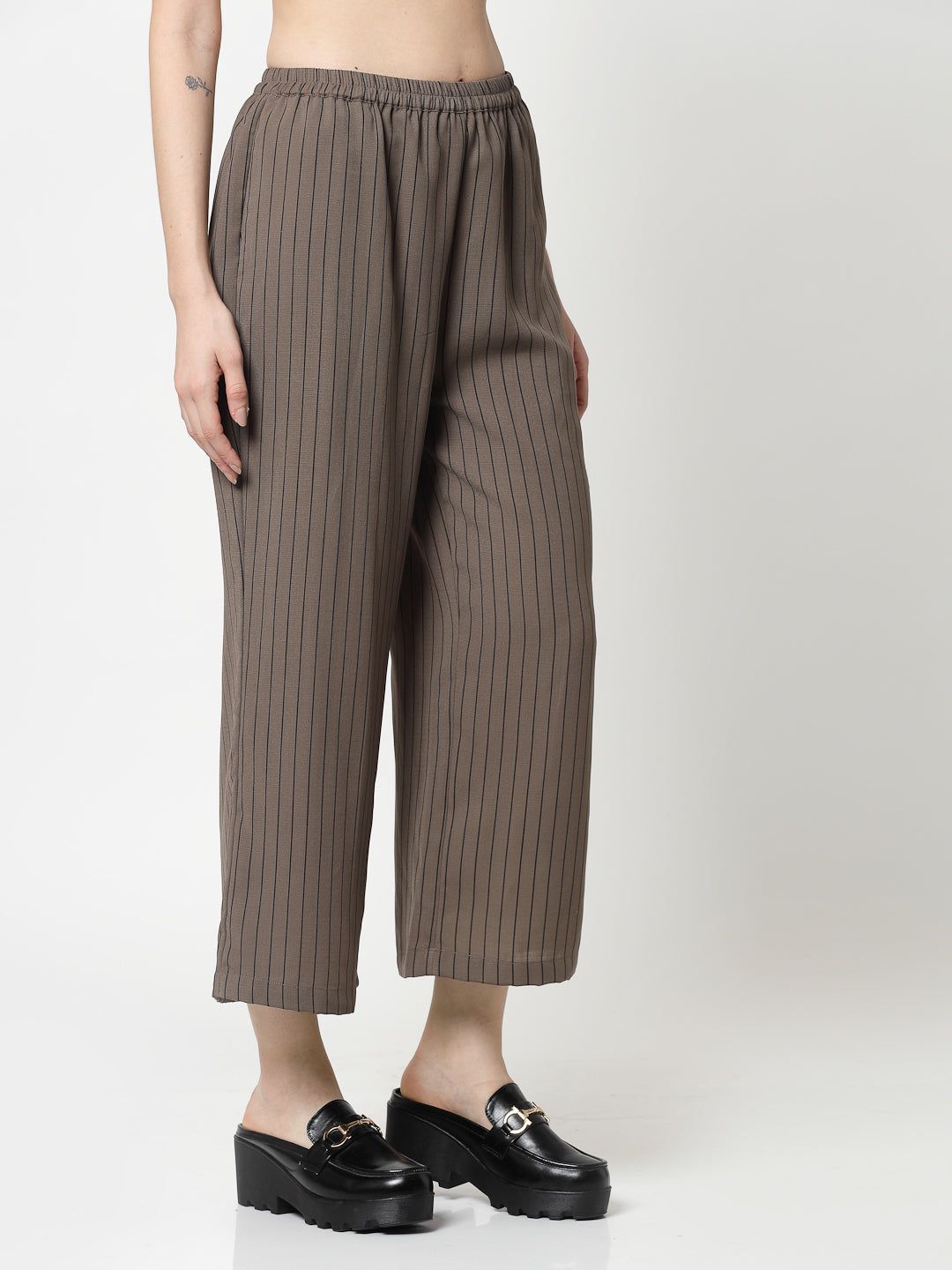 Beige Plazzo With Lines
