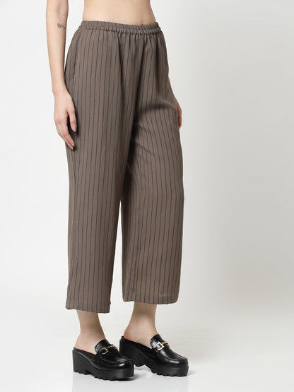 Beige Plazzo With Lines