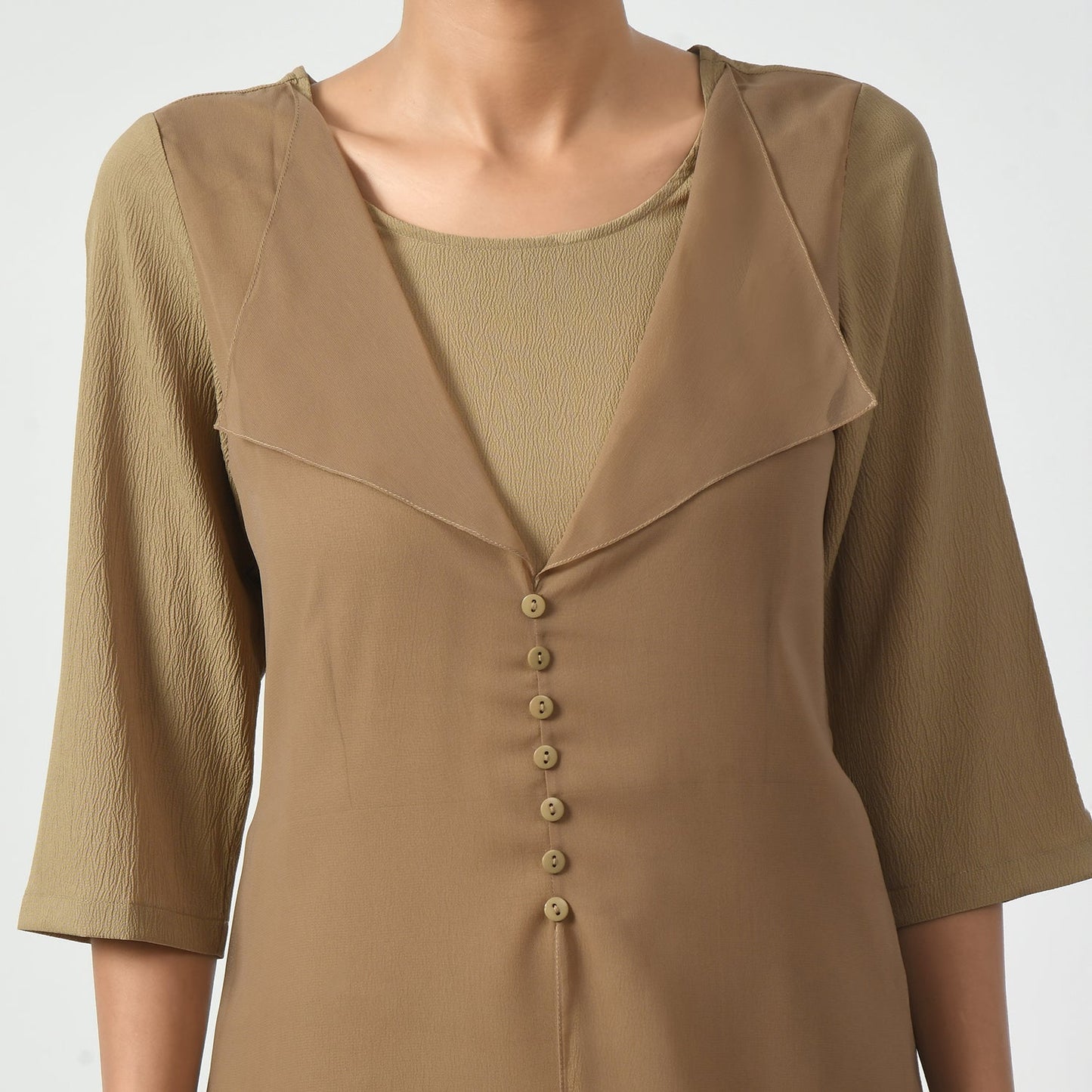 Beige Texture Drape Dress