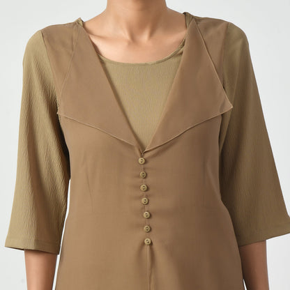 Beige Texture Drape Dress