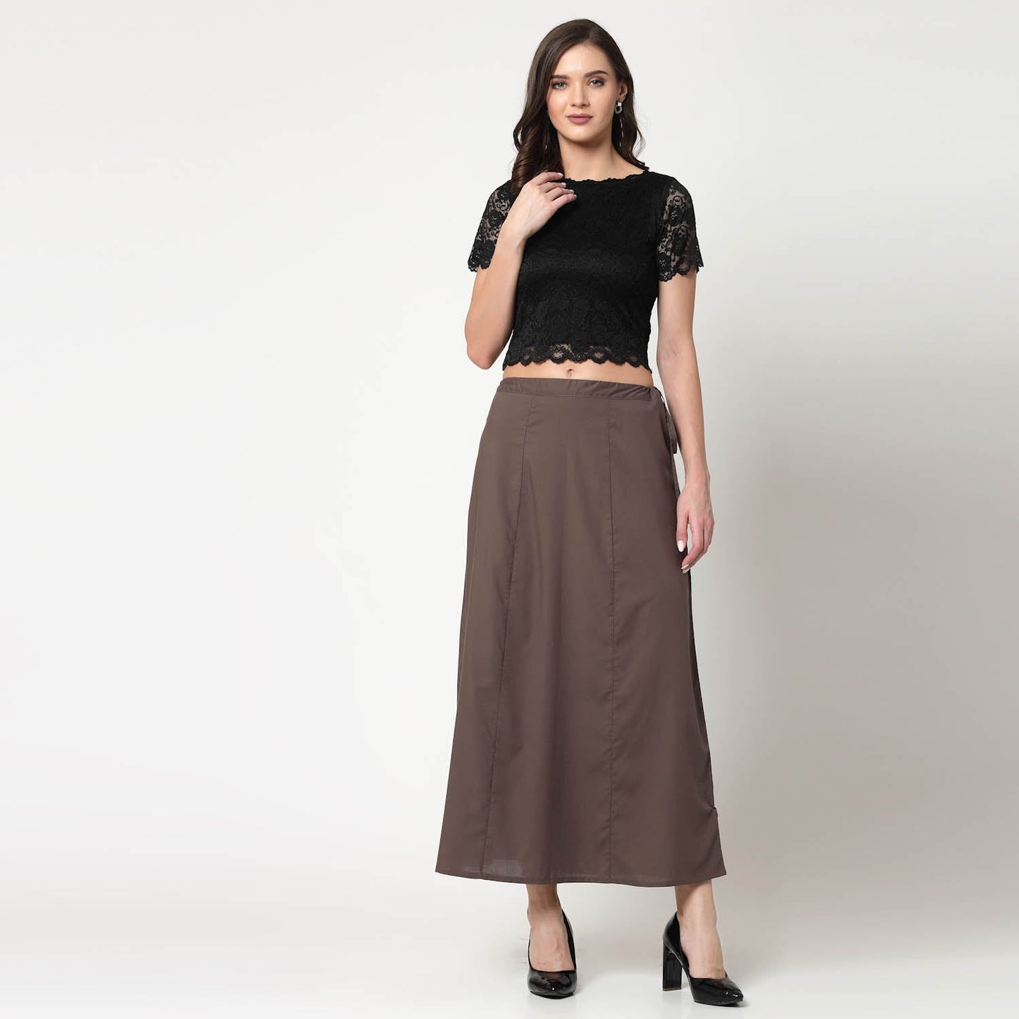 Black Lace Boat Neck Blouse