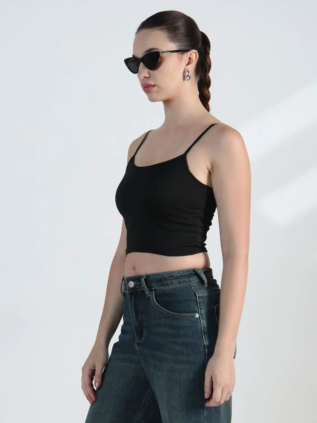 Women's Typography Brown Mesh Cropped Hoodie with Tank Top