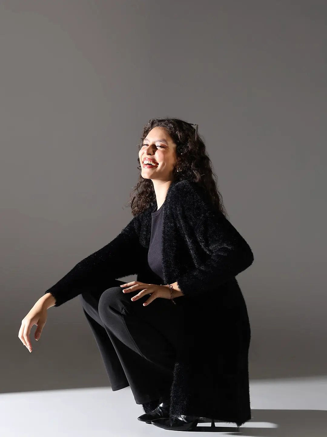 Women's Black Longline Shrug