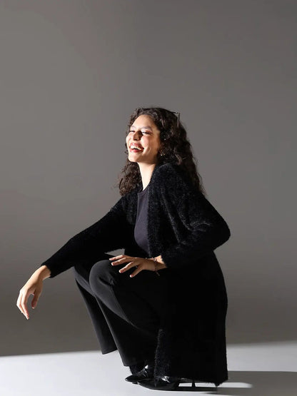 Women's Black Longline Shrug