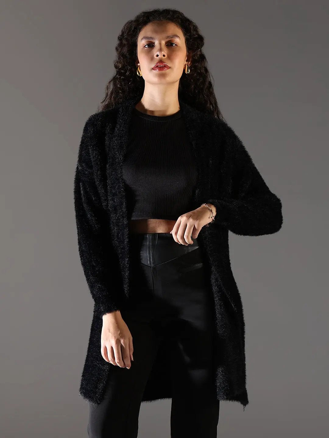 Women's Black Longline Shrug